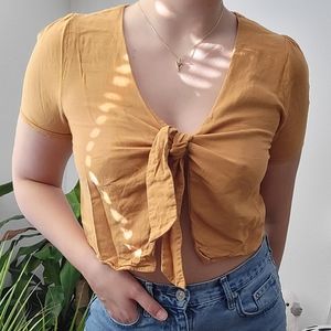 Urban Outfitters Yellow Tie Top